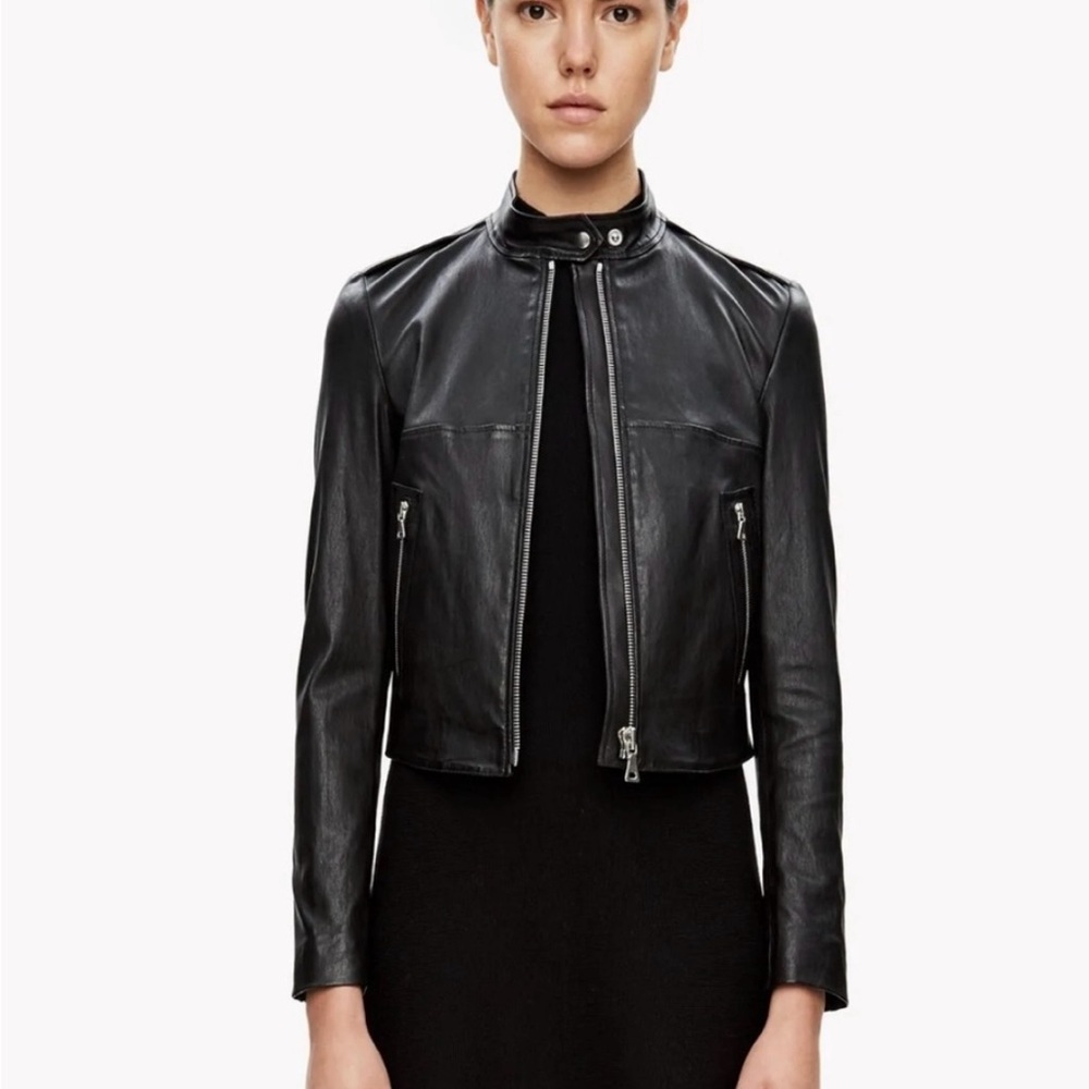 Theory Bavewick Stretch Lamb Leather Jacket